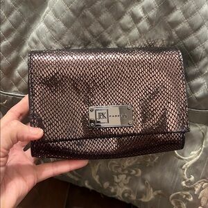 JPK Paris 75 Clutch  Bag Brown Metallic Snake Design Glamour Small